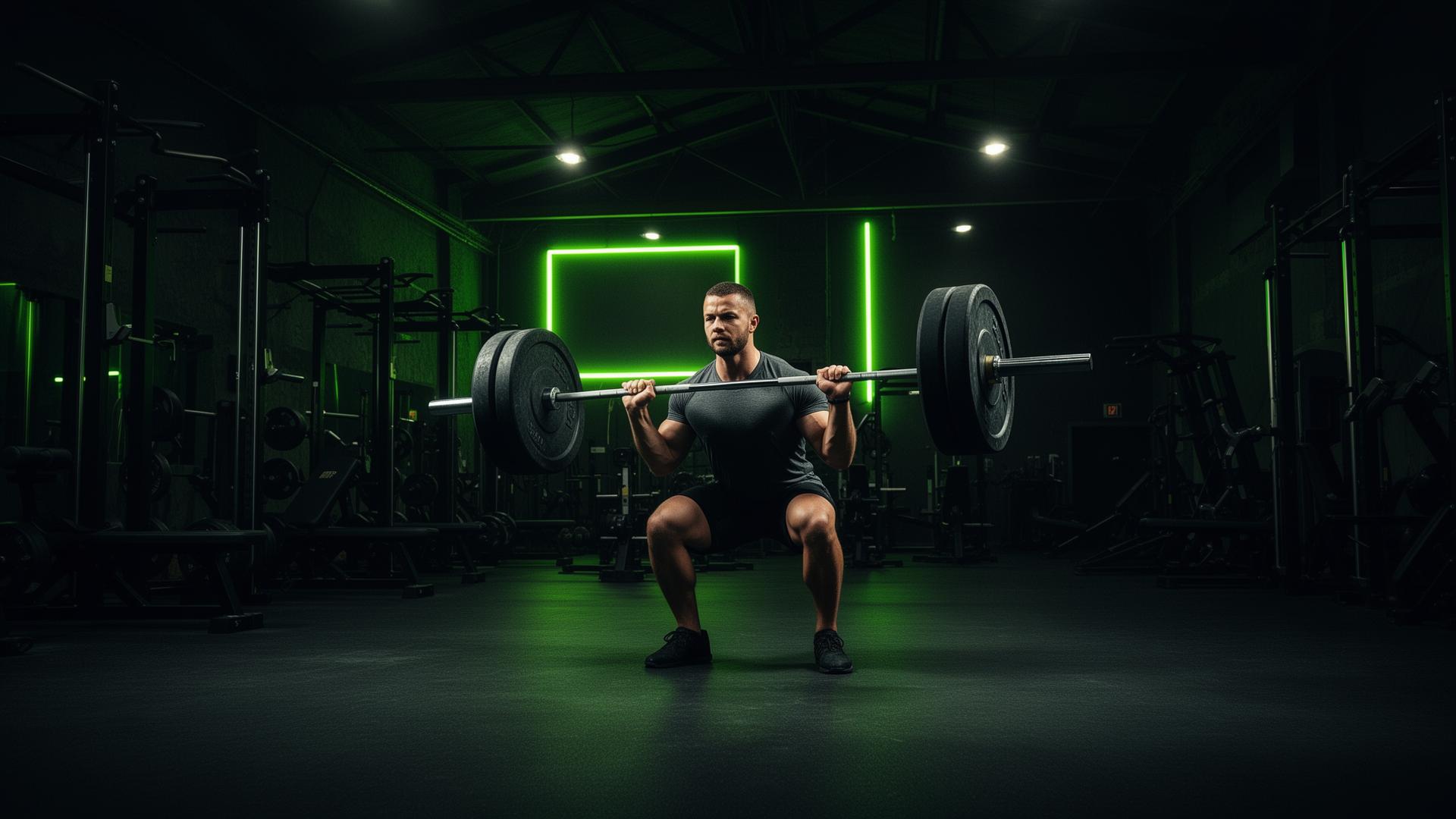 Athlete squatting heavy barbell in the Apexx training floor